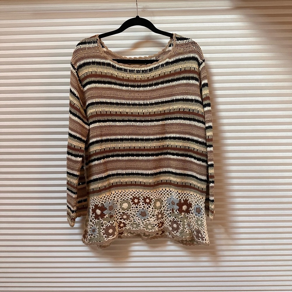 Vintage Flower Crochet Sweater